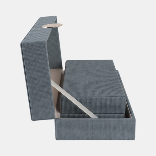 Sagebrook Home S/2 12/14" Rectangular Faux Leather Boxes Blue Wishlist Create New