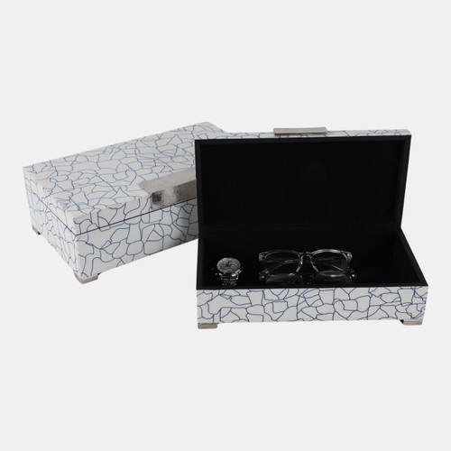 Sagebrook Home S/2 12/14" Squiggle Lines Footed Boxes Navy/white Wishlist Create New