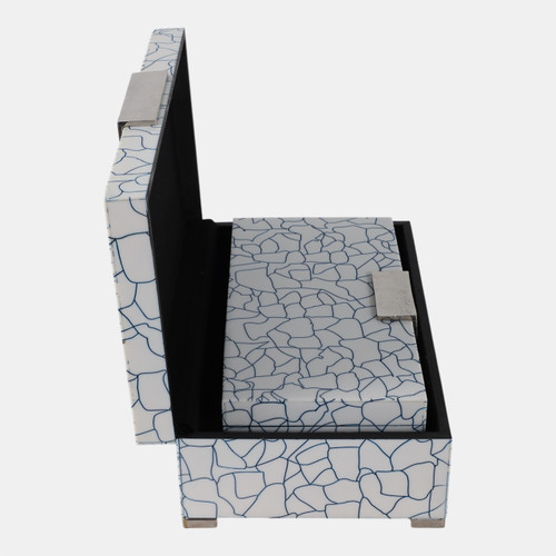 Sagebrook Home S/2 12/14" Squiggle Lines Footed Boxes Navy/white Wishlist Create New