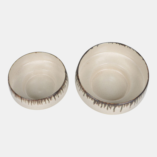 Sagebrook Home S/2 12/15" Reactive Grip Glaze Bowls Ivory/brown Wishlist Create New