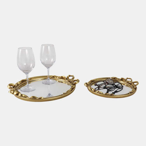Sagebrook Home S/2 12/16" Coquette Bow Trays Gold Wishlist Create New