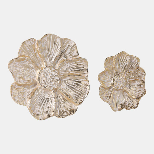Sagebrook Home S/2 12/16" Metal Wall Flowers Gold/white Wishlist Create New