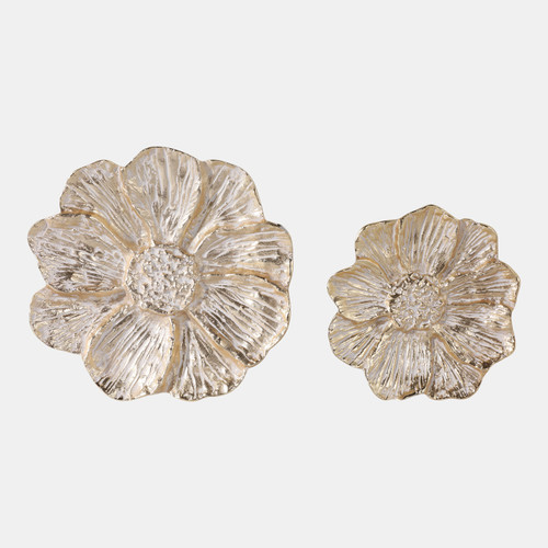 sagebrook home S/2 12/16" Metal Wall Flowers Gold/white Wishlist Create New