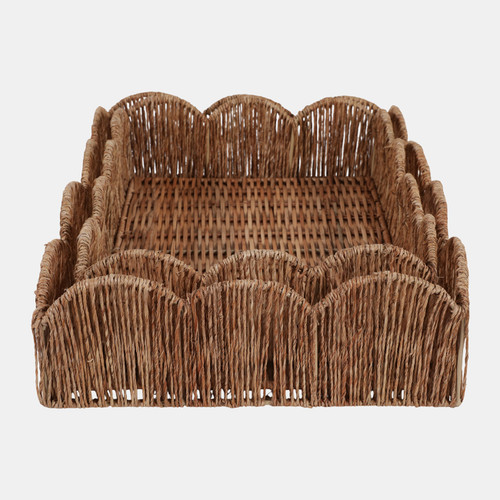 Sagebrook Home S/2 13/16" Petal Shape Rectangular Trays Natural Wishlist Create New