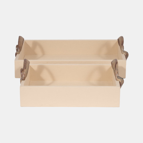 sagebrook home S/2 14/18" Forged Handle Trays Ivory/bronze Wishlist Create New