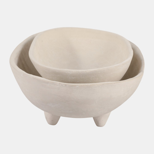 Sagebrook Home S/2 15/19" Paper Mache Footed Oval Bowls Ivory Wishlist Create New