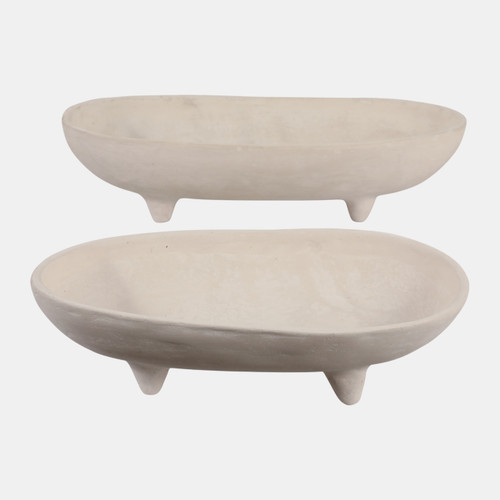 sagebrook home S/2 15/19" Paper Mache Footed Oval Bowls Ivory Wishlist Create New