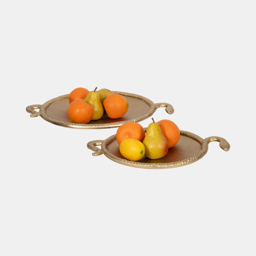 Sagebrook Home S/2 15/19" Snake Border Round Trays Gold Wishlist Create New