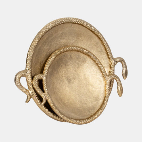 Sagebrook Home S/2 15/19" Snake Border Round Trays Gold Wishlist Create New