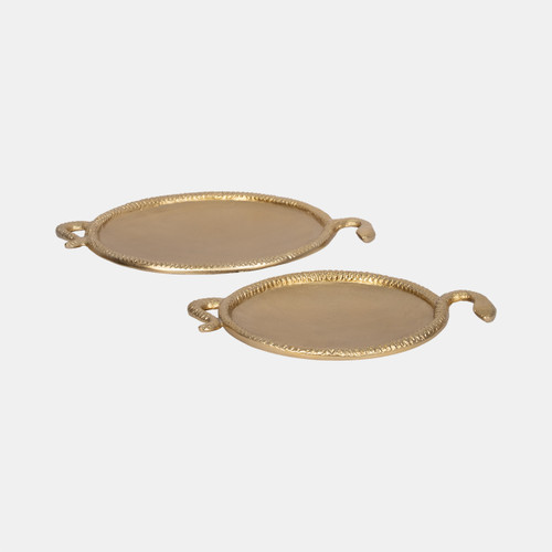 sagebrook home S/2 15/19" Snake Border Round Trays Gold Wishlist Create New