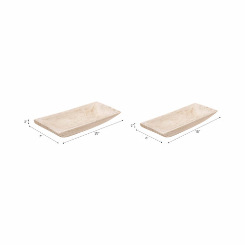 Sagebrook Home S/2 15/20" Wood Rectangular Tray White Wishlist Create New