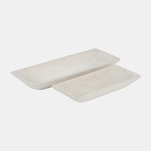 sagebrook home S/2 15/20" Wood Rectangular Tray White Wishlist Create New