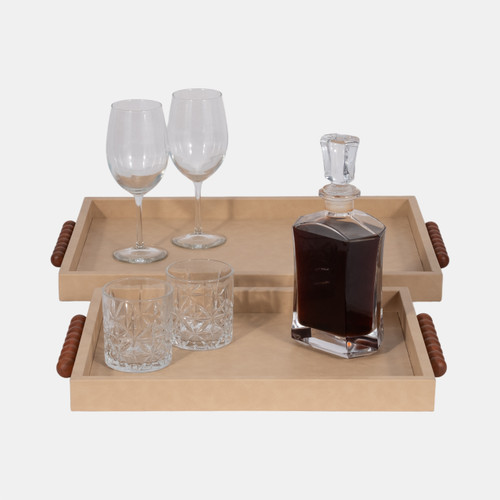 Sagebrook Home S/2 16/20" Beaded Handle Trays Ivory Wishlist Create New