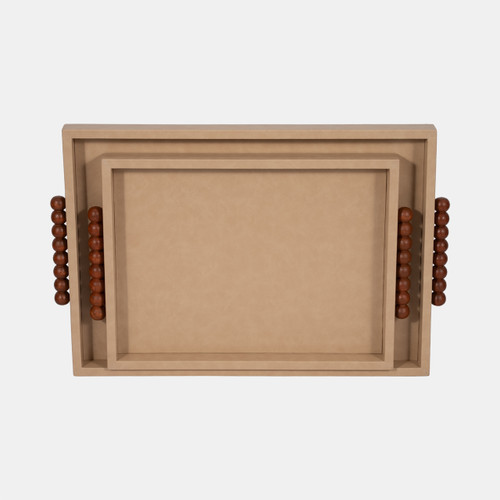 Sagebrook Home S/2 16/20" Beaded Handle Trays Ivory Wishlist Create New