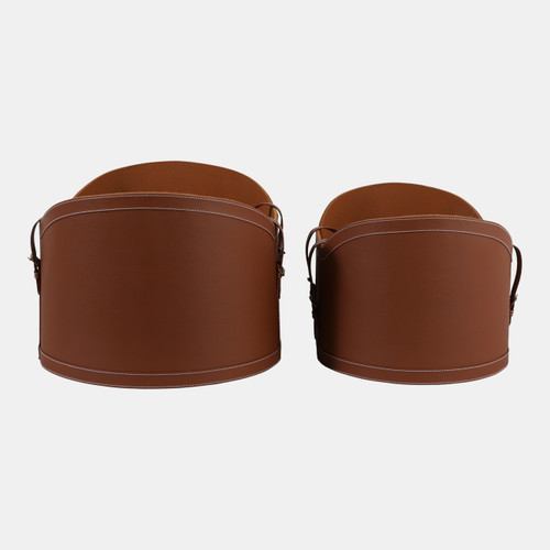 Sagebrook Home S/2 19/21" Faux Leather Storage Baskets Camel Wishlist Create New