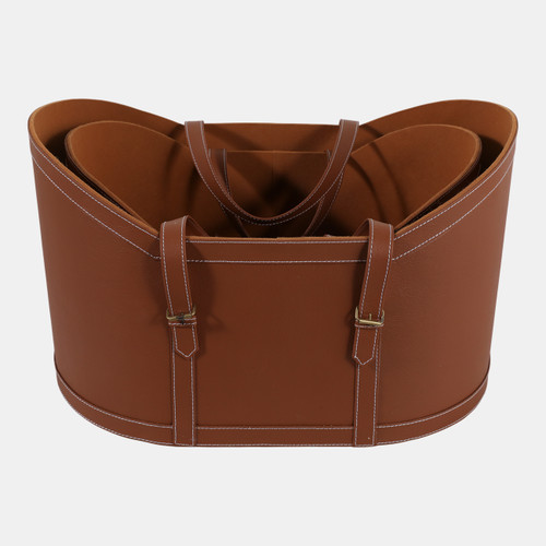 Sagebrook Home S/2 19/21" Faux Leather Storage Baskets Camel Wishlist Create New