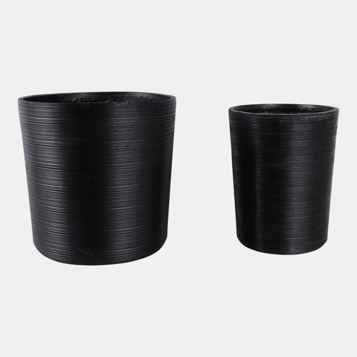 Sagebrook Home S/2 19/21" Tall Modern Lines Resin Planter Black Wishlist Create New