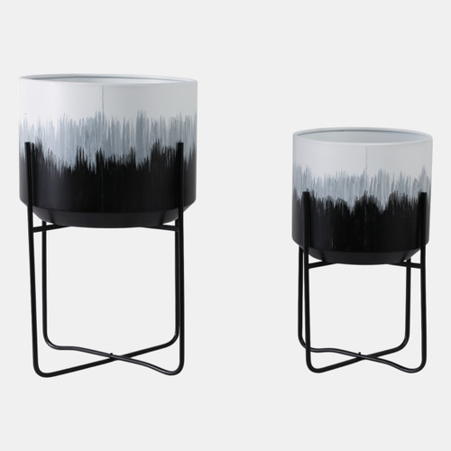 Sagebrook Home S/2 19/23" Brush Strokes Metal Planters On Stands Wishlist Create New