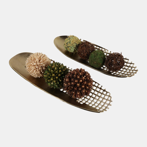 Sagebrook Home S/2 20/22" Partial Mesh Footed Trays Gold Wishlist Create New