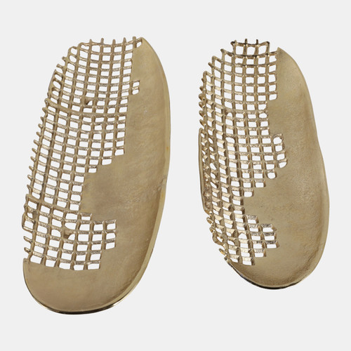 Sagebrook Home S/2 20/22" Partial Mesh Footed Trays Gold Wishlist Create New