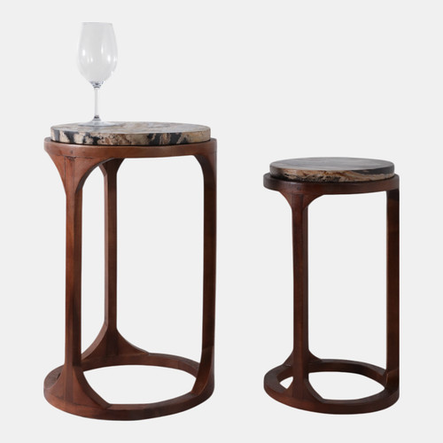 Sagebrook Home S/2 20/23" Petrified Wood Top Accent Tables Ivory Wishlist Create New