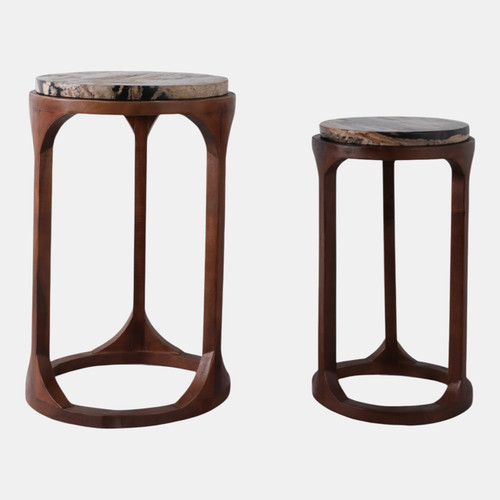 sagebrook home S/2 20/23" Petrified Wood Top Accent Tables Ivory Wishlist Create New