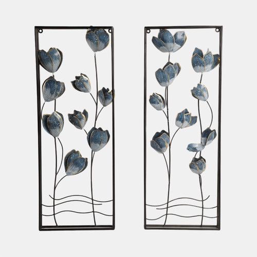sagebrook home S/2 32" Blooming Flowers Metal Wall Panels Blue/b Wishlist Create New
