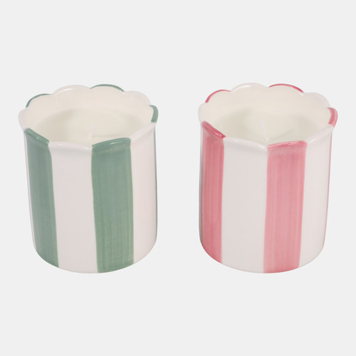 Sagebrook Home S/2 4" 7 Oz Coconut Goji Orange Stripe Candles Mu Wishlist Create New