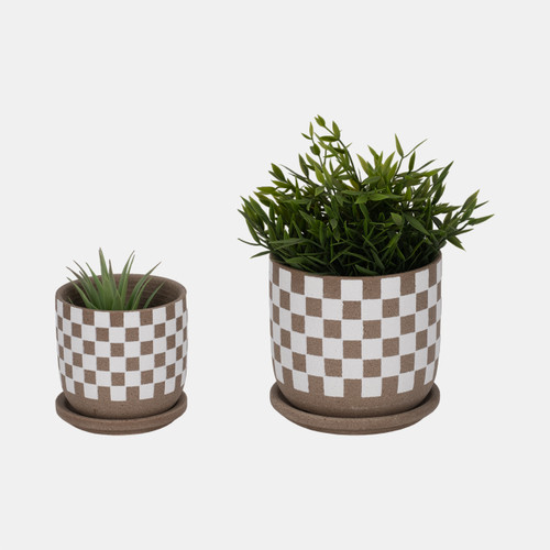 Sagebrook Home S/2 5/6" Checkerboard Saucer Planters White/tan Wishlist Create New