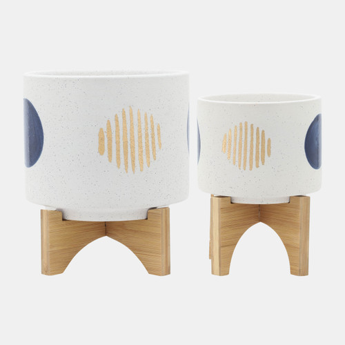 sagebrook home S/2 5/8" Funky Planter W/ Stand White Wishlist Create New