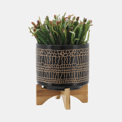 Sagebrook Home S/2 5/8" Glazed Planter W/ Stand Black Wishlist Create New