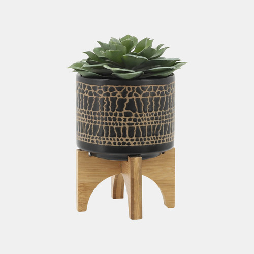 Sagebrook Home S/2 5/8" Glazed Planter W/ Stand Black Wishlist Create New