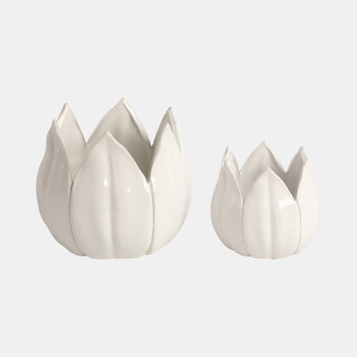 sagebrook home S/2 5/8" Petal Planters White Wishlist Create New