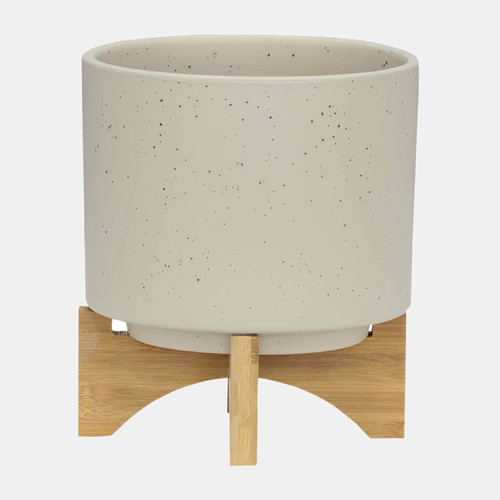 Sagebrook Home S/2 5/8" Planter W/ Wood Stand Matte Beige Wishlist Create New