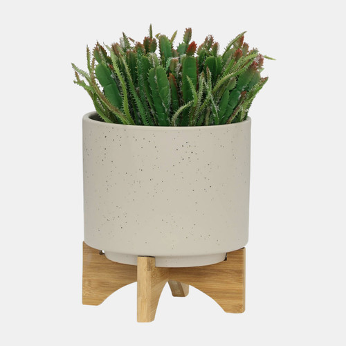 Sagebrook Home S/2 5/8" Planter W/ Wood Stand Matte Beige Wishlist Create New