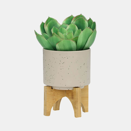 Sagebrook Home S/2 5/8" Planter W/ Wood Stand Matte Beige Wishlist Create New
