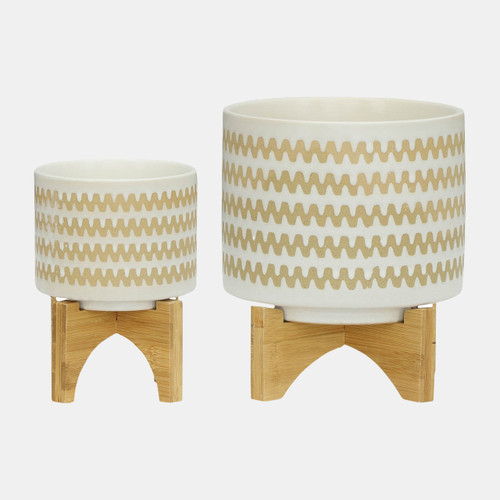 sagebrook home S/2 5/8" Zig-zag Planter W/ Stand White Wishlist Create New