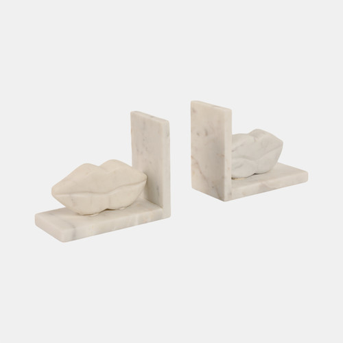 Sagebrook Home S/2 5" Lips Marble Bookends White Wishlist Create New