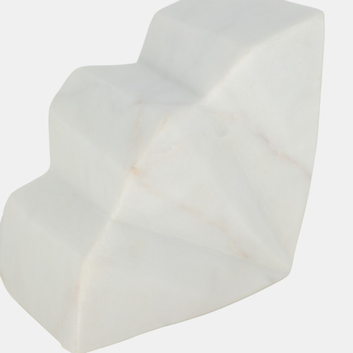 Sagebrook Home S/2 5" Semi Circle Fluted Marble Bookends White Wishlist Create New