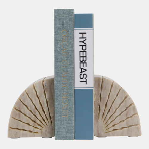 Sagebrook Home S/2 5" Semi Circle Onyx Marble Bookends Tan Wishlist Create New