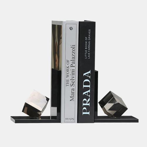 Sagebrook Home S/2 5x4" Crystal Cube Bookends Smoke Wishlist Create New