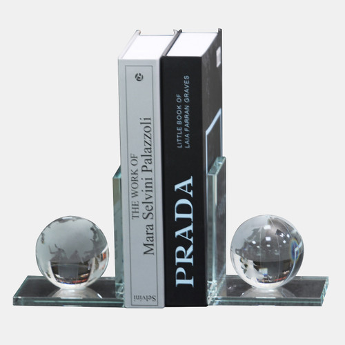 Sagebrook Home S/2 5x4" Crystal Orb Bookends Clear Wishlist Create New