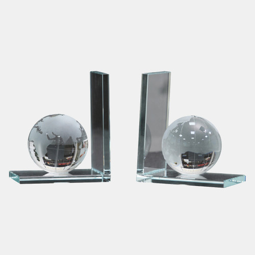 Sagebrook Home S/2 5x4" Crystal Orb Bookends Clear Wishlist Create New