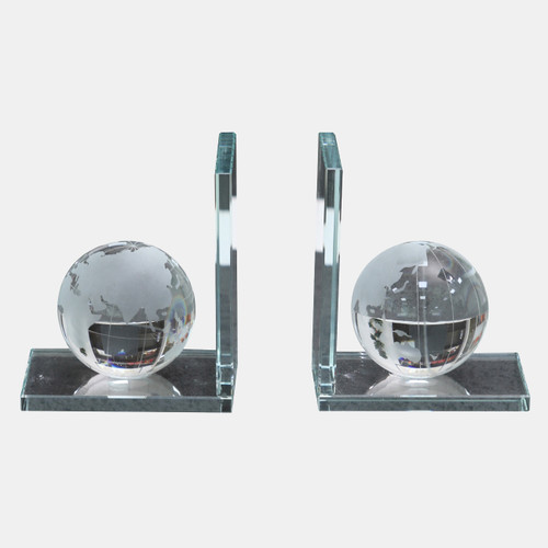 sagebrook home S/2 5x4" Crystal Orb Bookends Clear Wishlist Create New