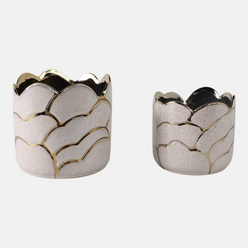 sagebrook home S/2 6/7" Clouds Planter Ivory/gold Wishlist Create New