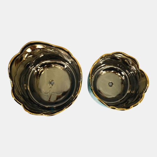 Sagebrook Home S/2 6/7" Clouds Planter Turq/gold Wishlist Create New