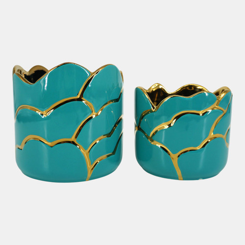 sagebrook home S/2 6/7" Clouds Planter Turq/gold Wishlist Create New