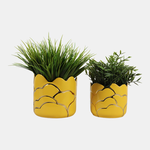 Sagebrook Home S/2 6/7" Clouds Planter Vase Yellow/gold Wishlist Create New