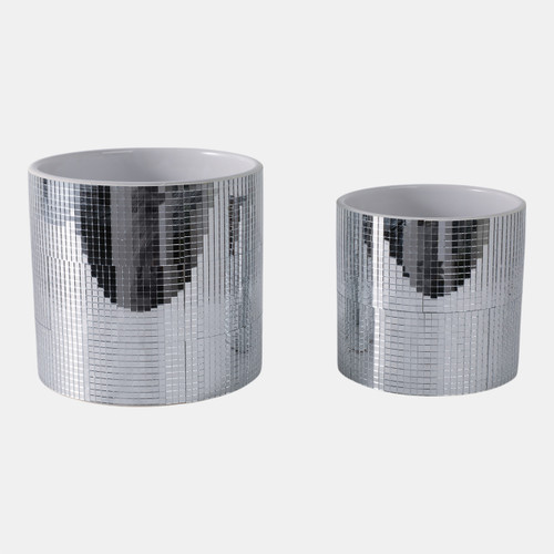 Sagebrook Home S/2 6/7" Disco Planter Silver Wishlist Create New