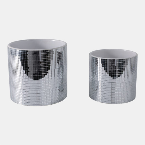 sagebrook home S/2 6/7" Disco Planter Silver Wishlist Create New